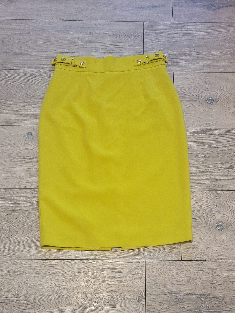 ANTONIO MELANI Bright Yellow Belt-Accent Pencil Skirt